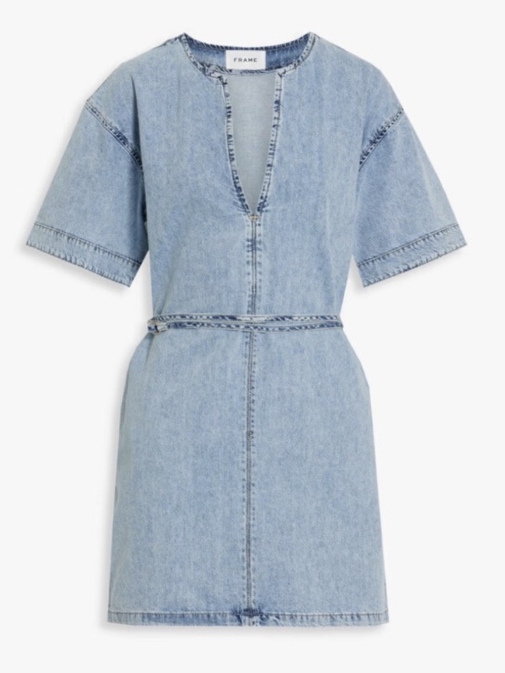 FRAME | Light Blue Washed Kaftan Denim Mini Tunic Dress Size Small